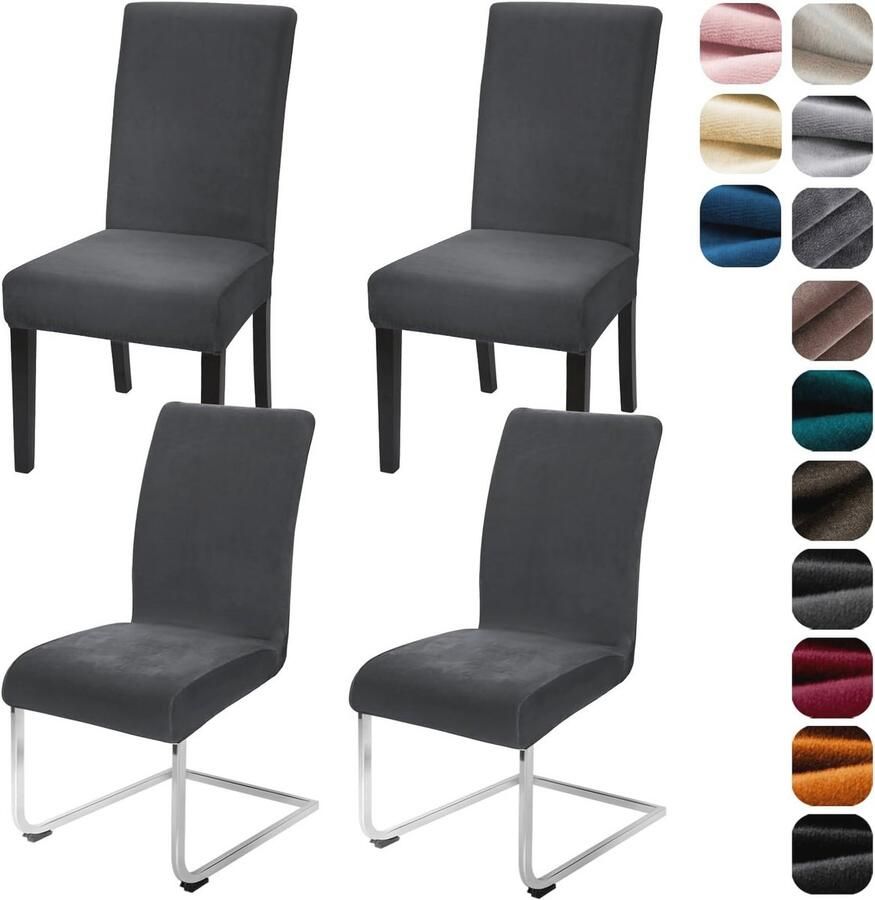 Elastische Velours Stoelhoezen Set van 4 6 Wasbare Bescherming voor Eetkamer & Restaurant