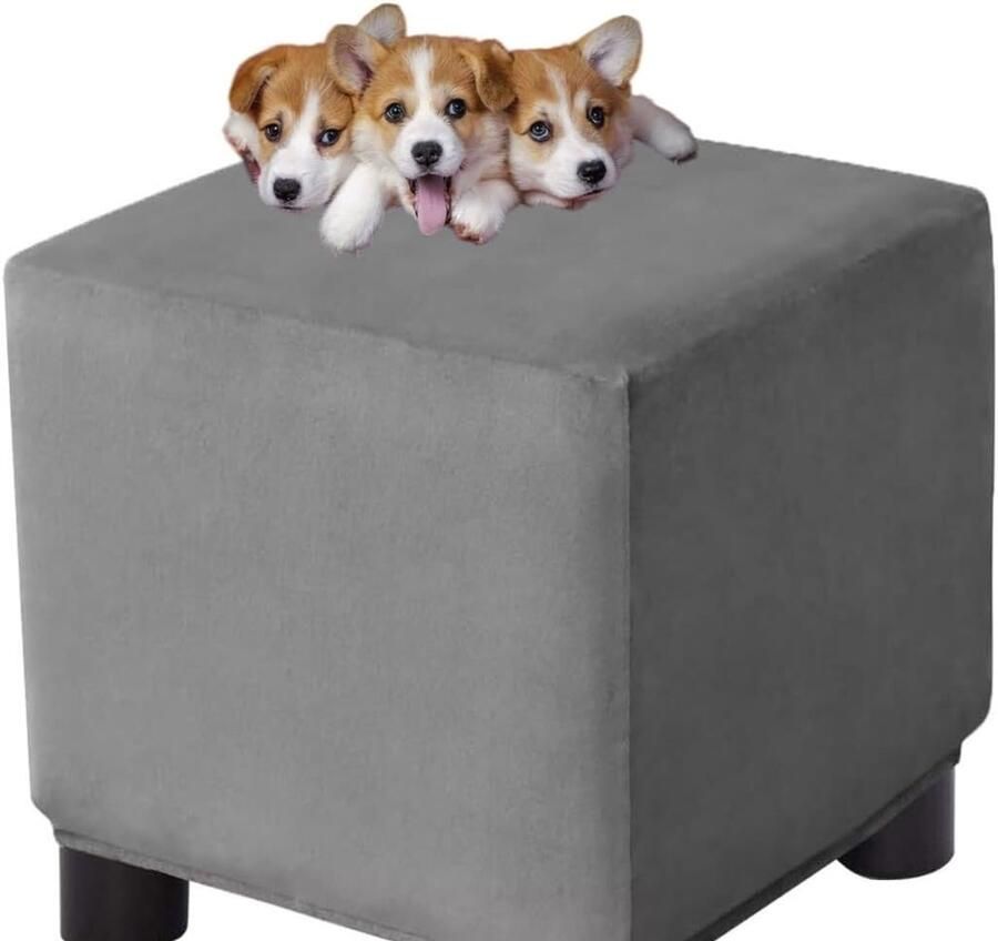 Elastische vierkante voetenbankhoes grote gebreide jacquard voetenbankhoes wasbare vierkante voetenbankhoes opbergvoetenbankhoes voetenbankhoes met elastische onderkant (45*45*45)