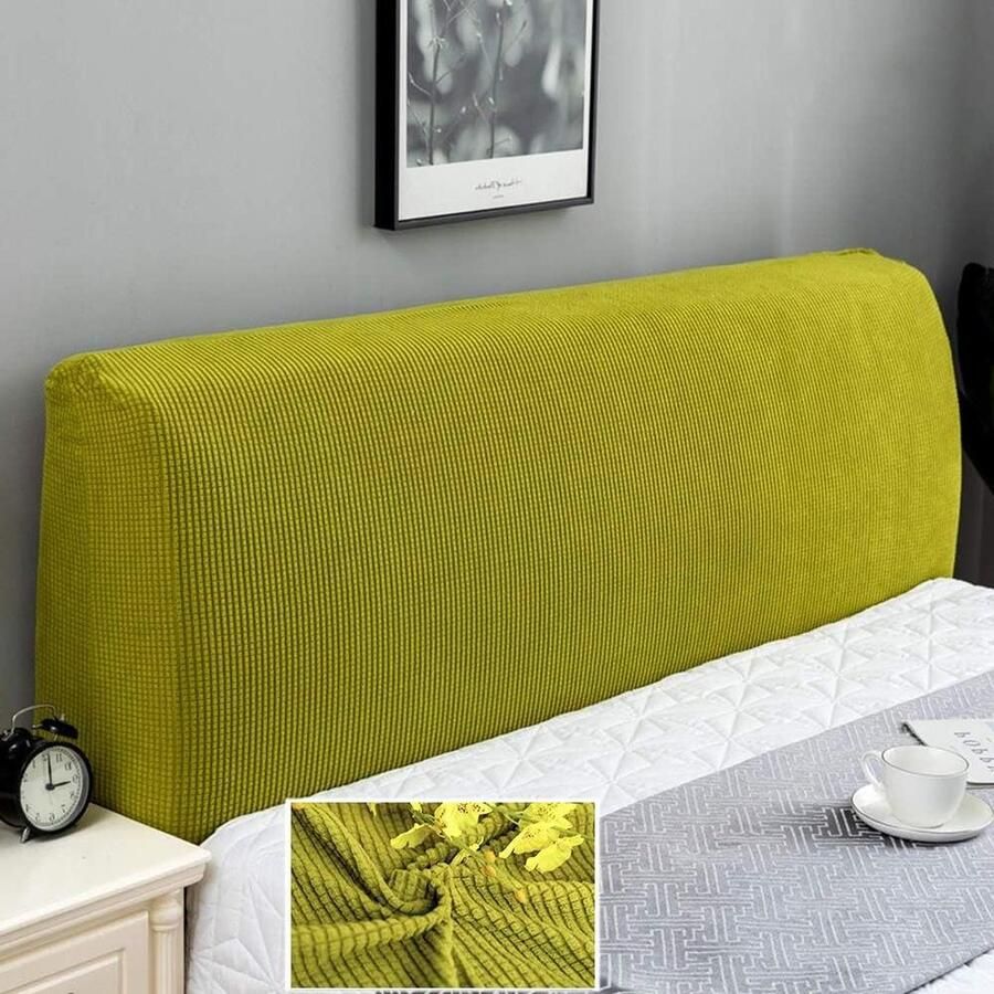 Elastische voering hoofdbordbescherming tweepersoonsbed wasbaar 150-170 cm smaragdgroen geel decoratie slaapkamer