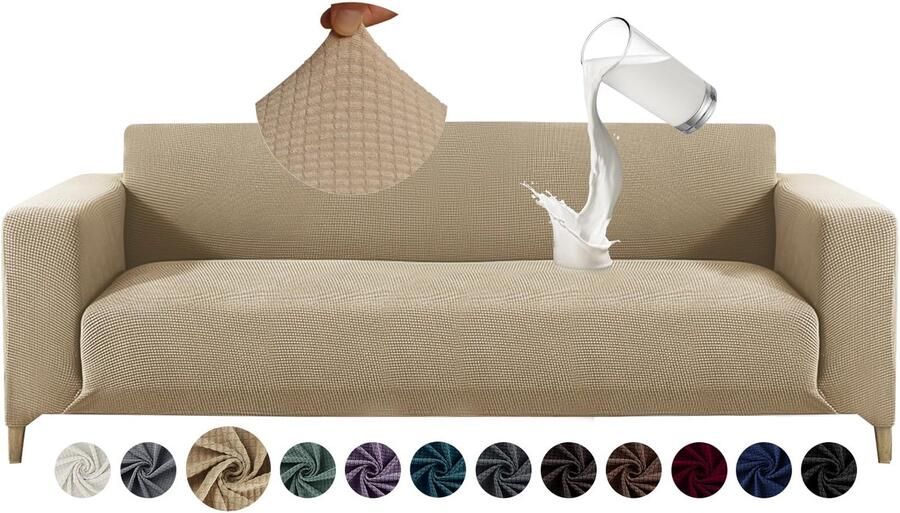 Elastische waterafstotende bankhoes voor vierzitsbank in moderne gele kleur