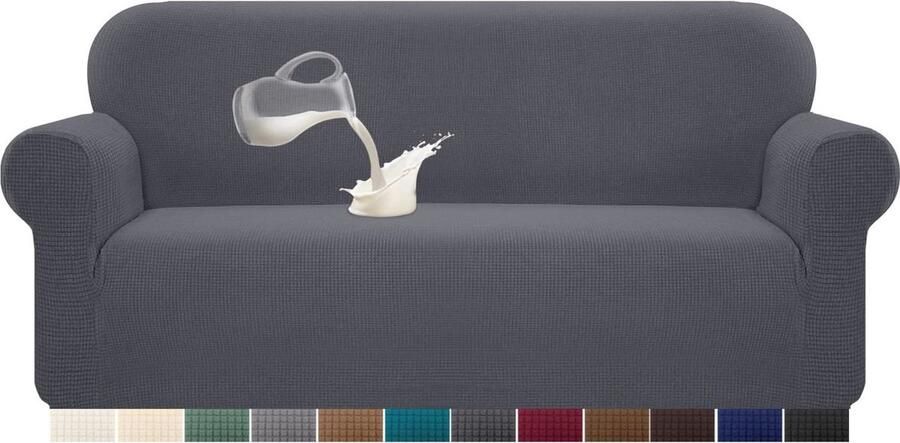 Elastische Waterdichte Bankovertrek Stretch Antislip 3-zits Geschikt voor Kinderen en Huisdieren Grijs