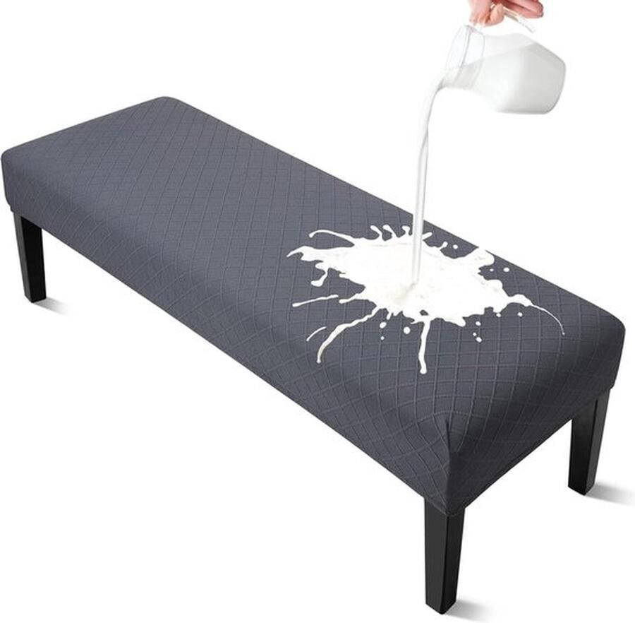 Elastische waterdichte jacquard hoes voor eetkamerbank donkergrijs