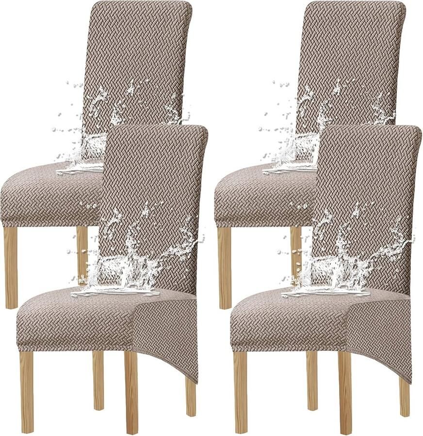 Elastische waterdichte stoelhoezen voor eetkamerstoelen Jacquard en wasbaar Set van 4