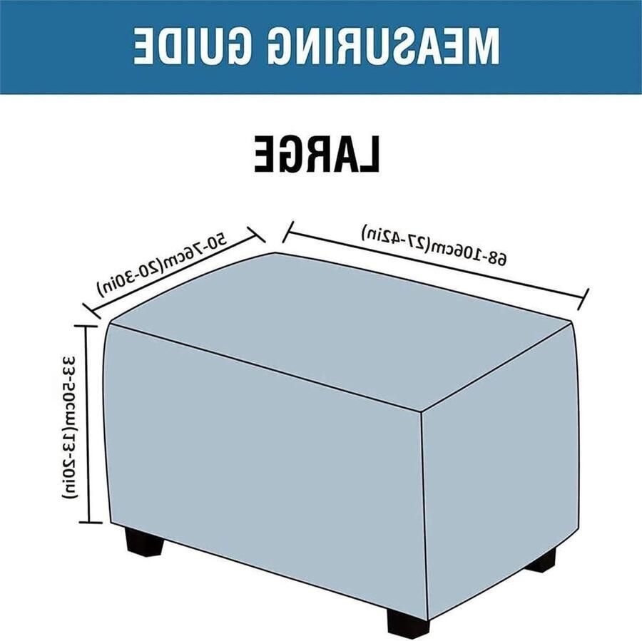 Elastische zitzakhoes voor rechthoekige zitzak voetenbank bankovertrek wasbaar jacquard Ottomaanse hoes (L kaki)