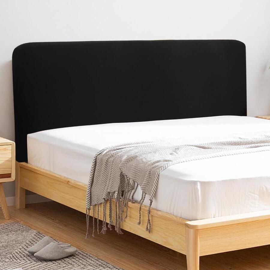 Luvetrex Elastische Zwart Hoofdbordhoes voor Tweepersoonsbed 180 cm