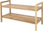 Elbmoebel Bamboe schoenenrek met 2-3 planken voor gangen ideale houten schoenenplank 2-laags in bruin wit (Bruin 68x40x27cm) - Thumbnail 2