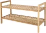 Elbmoebel Bamboe schoenenrek met 2-3 planken voor gangen ideale houten schoenenplank 2-laags in bruin wit (Bruin 68x40x27cm) - Thumbnail 1