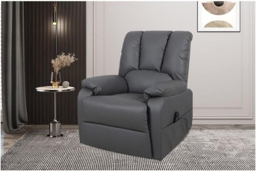 ZAZA Home Electrische Relax Fauteuil 'Osaka' PU Grijs Poten metaal en bekleding PU Max.110 kg met lift