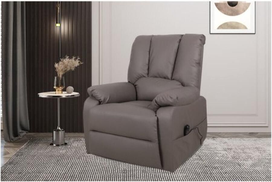 ZAZA Home Electrische Relax Fauteuil 'Osaka' PU Taupe Poten metaal en bekleding PU Max.110 kg met lift