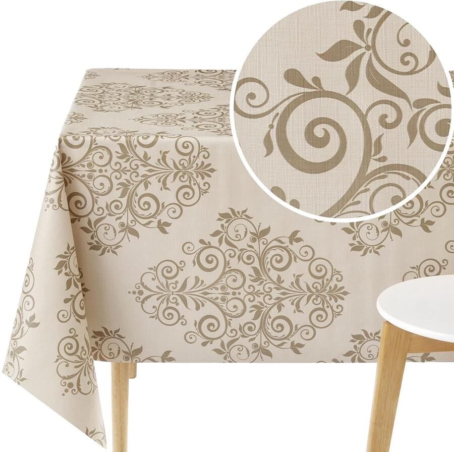 Elegant afveegbaar tafelkleed beige 250 x 140 cm PVC