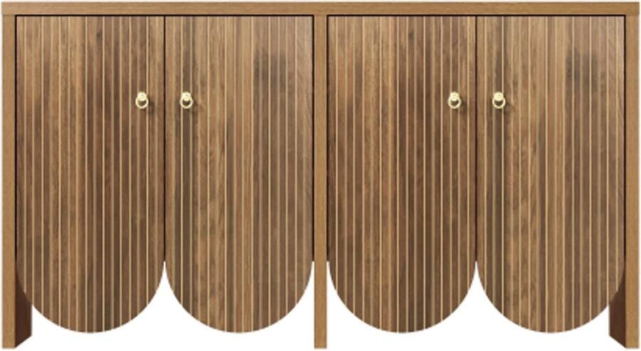 Elegant dressoir – 147×40×80 cm met 4 deuren verstelbare planken en aluminium handgrepen – Veelzijdige opbergkast voor de woonkamer eetkamer en hal