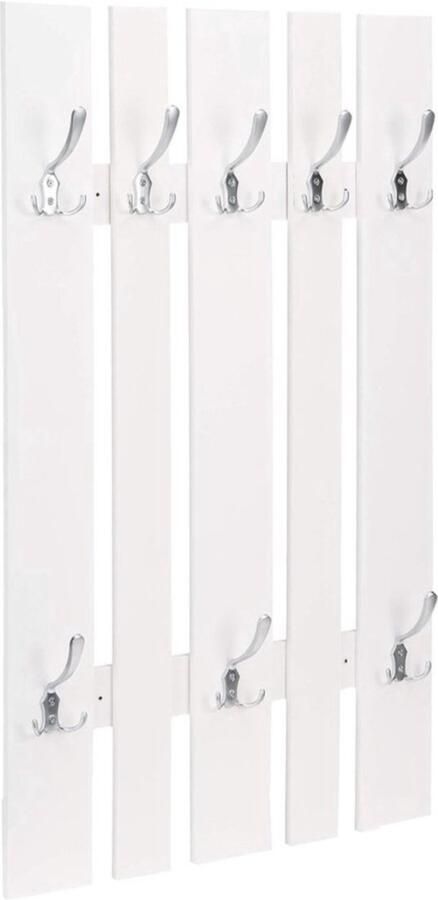 Elegant en Ruimtebesparende Wandkapstok met Stalen Haken in Moderne Witte Afwerking