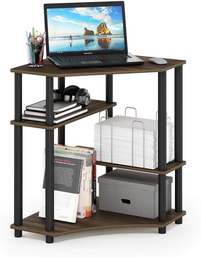 Elegant Hoekbureau Multifunctioneel Espresso Hoogwaardige Spaanplaat