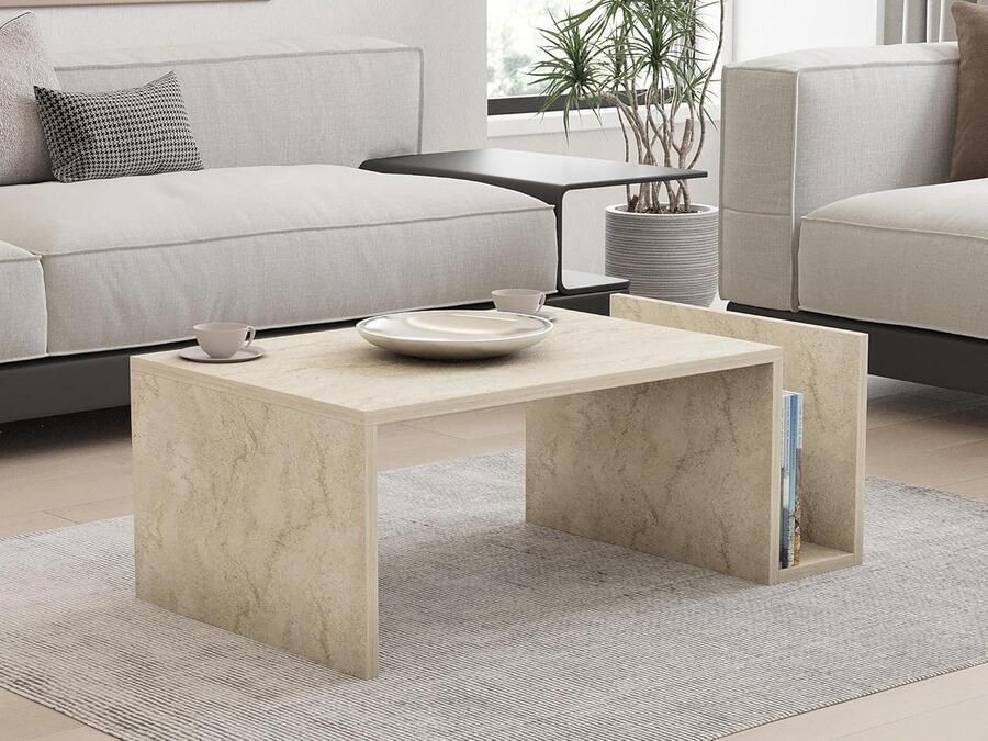 Elegante koffietafel met marmerdesign 1 stuk travertine kleur 100% melamine