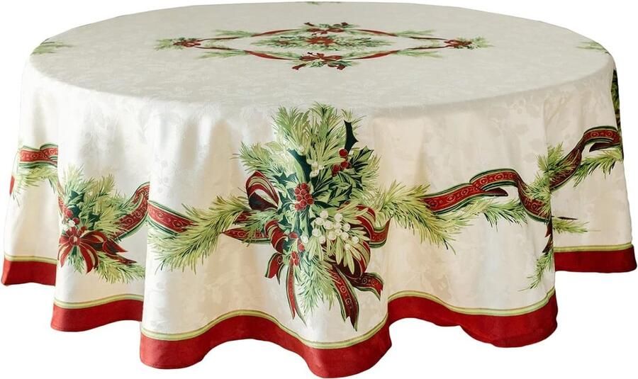 Elegant tafelkleed hoogwaardig geschikt voor kerst 1 stuk groen goud 52% katoen 48% polyester