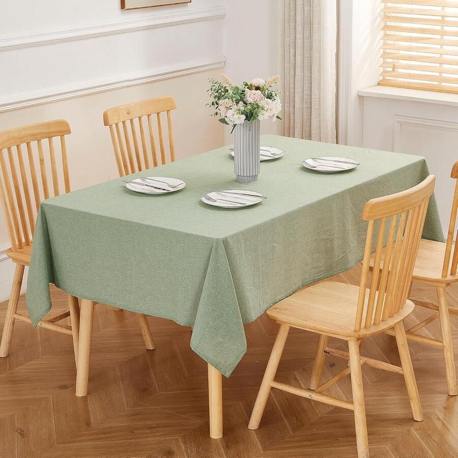 Elegante tafelkleed van katoen veelzijdig en onderhoudsvriendelijk lichtgroen 140 x 200 cm