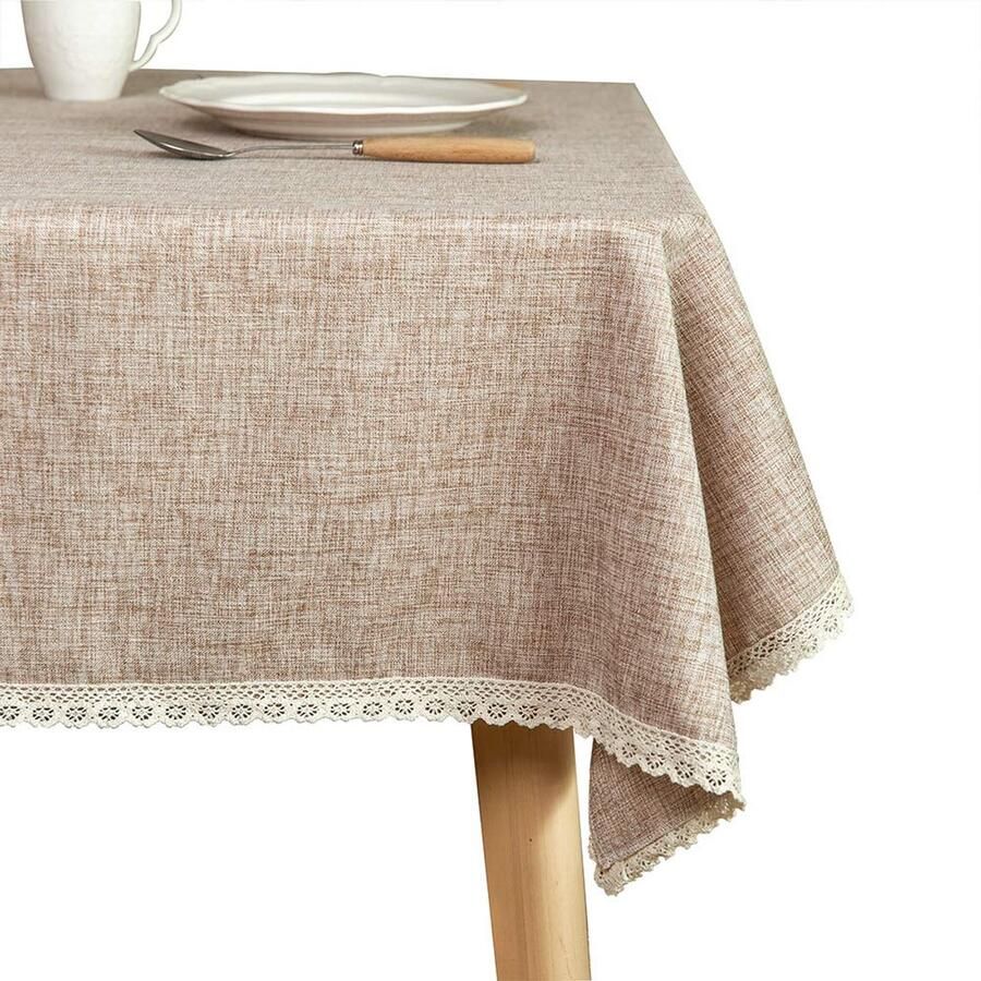 Elegant tafelkleed vintage linnen stijl 1 stuk beige
