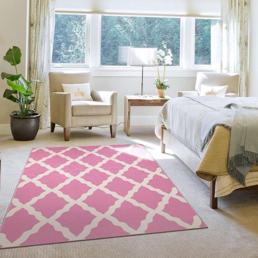 Elegant Trellis Design Rubbback Area tapijt Afmetingen 150 cm x 200 cm Roze
