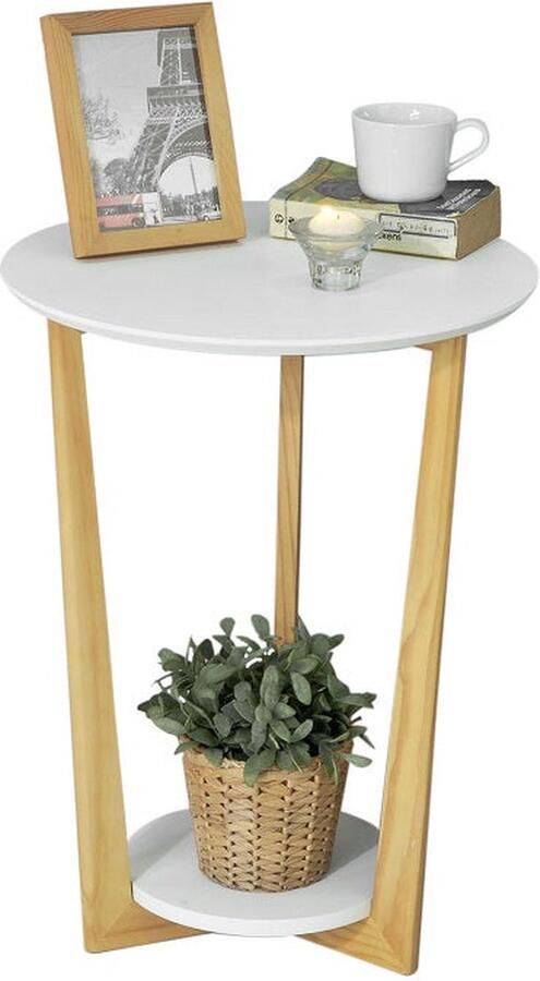 Rootz Living Rootz Elegante bijzettafel balkontafel salontafel MDF en grenenhout dubbele opbergplanken krasbestendig 60 cm x 45 cm 25 cm