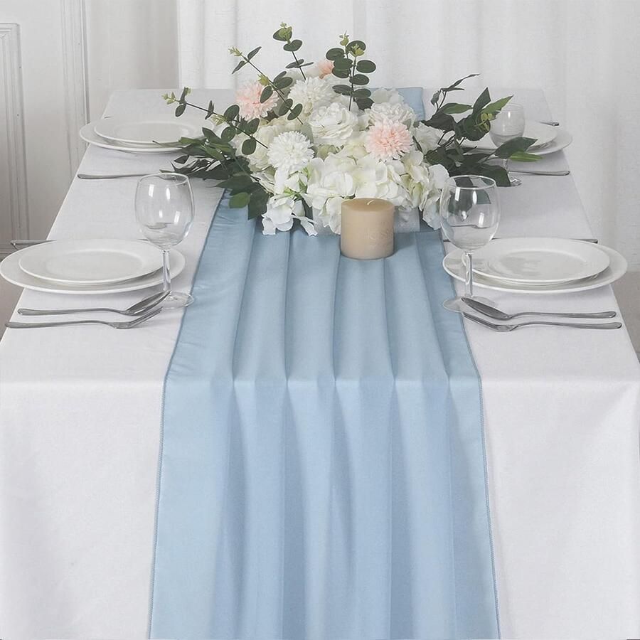 Elegante blauwe tafelkleden stijlvol en veelzijdig 1 stuk chiffon