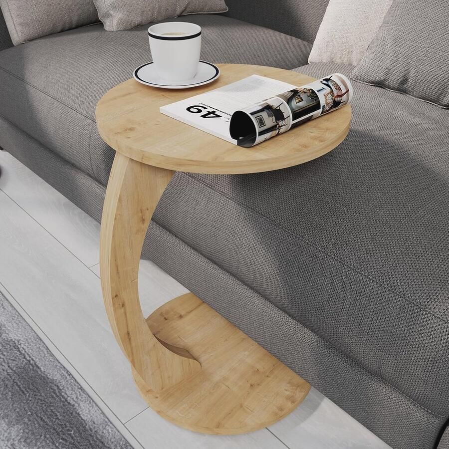 Elegante C-vormige salontafel met wieltjes voor woonkamer