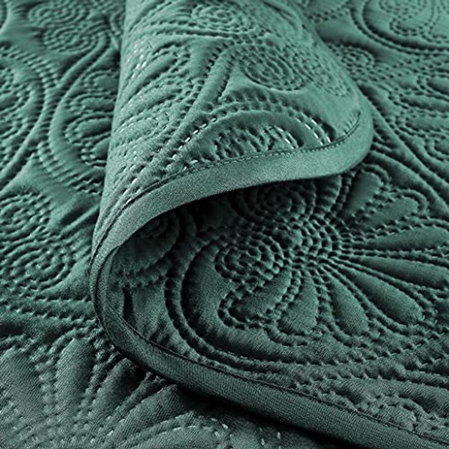 Elegante Donkergroene Bedsprei 220 x 240 cm Veelzijdige Dekens voor Bed en Bank