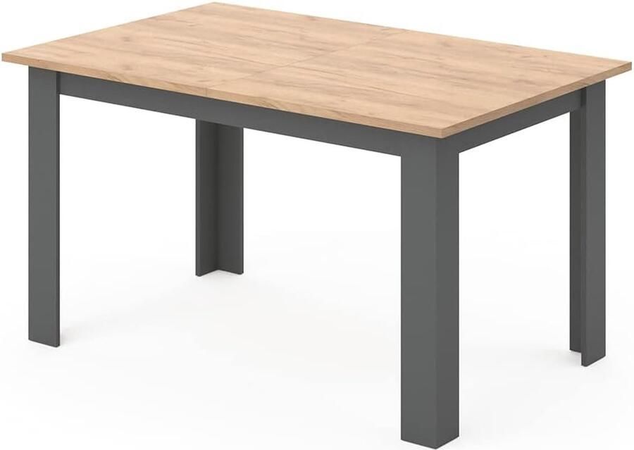 Elegante Eettafel 140 x 90 cm in Eiken en Antraciet