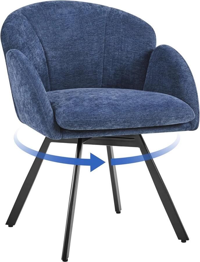 Elegante Fauteuil met Draaimechanisme en Bloembladvorm Comfortabele Loungestoel in Blauw