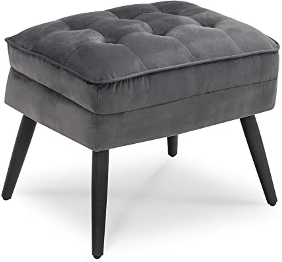 Elegante Fluwelen Poef Vierkant Voetsteun voor Woonkamer en Slaapkamer 37 x 40 cm Grijs