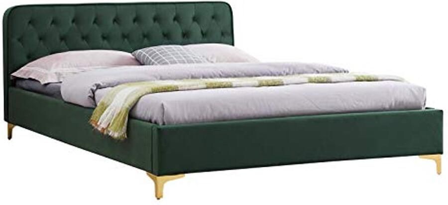 Elegante fluwelen tweepersoonsbed 140x200 cm in barokstijl met lattenbodem