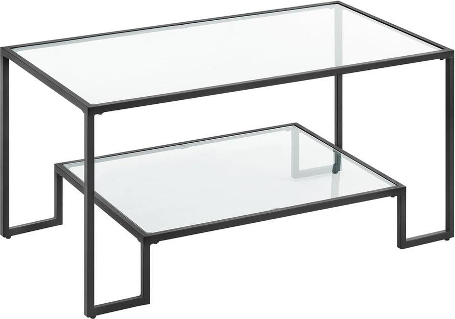 Elegante Glazen Salontafel met Stalen Frame 55 x 100 x 45 cm Ideaal voor de Woonkamer