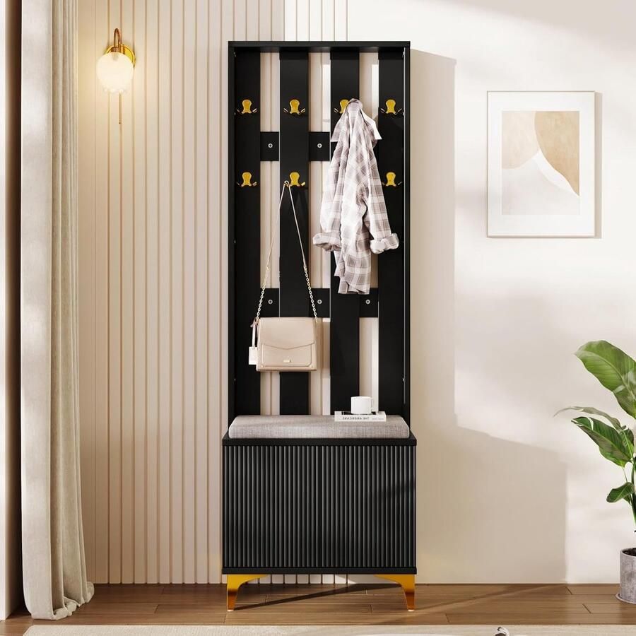 Elegante Kapstok met Zitbank en Opbergruimte voor Entree