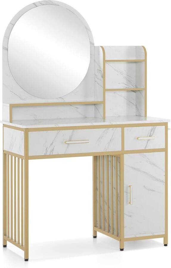 Elegante kaptafel met spiegel en opbergruimte Moderne make-uptafel voor slaapkamer en woonkamer