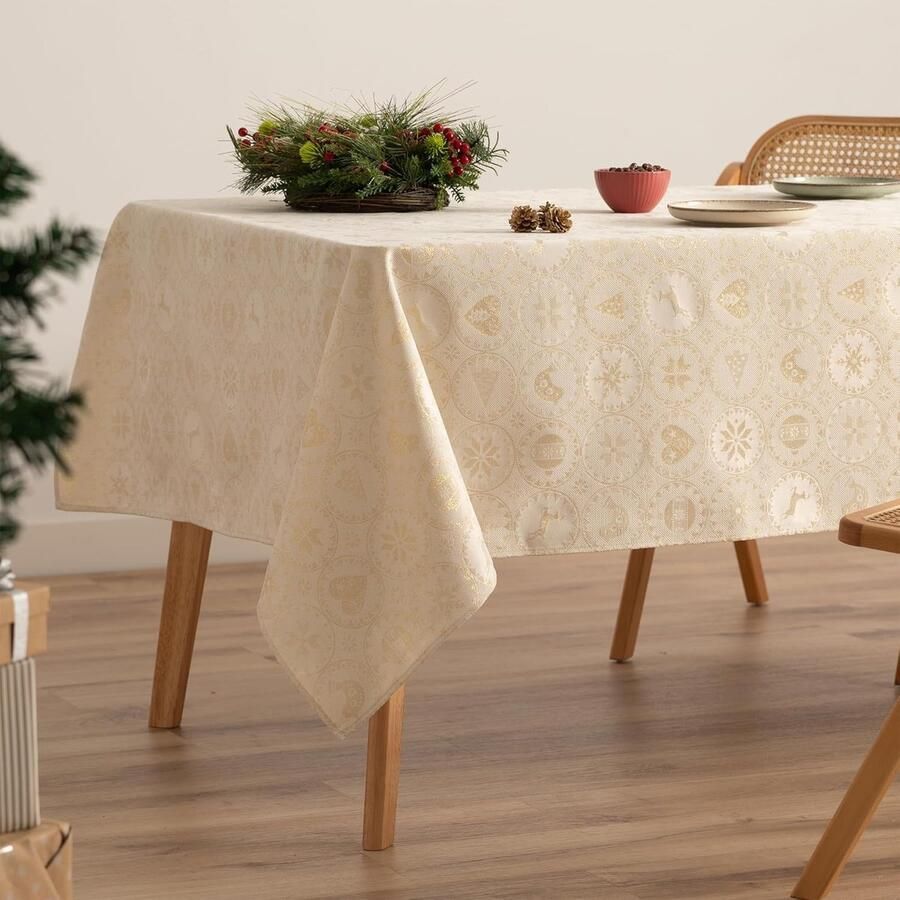 Elegante kersttafelkleed luxe design 1 stuk jacquard