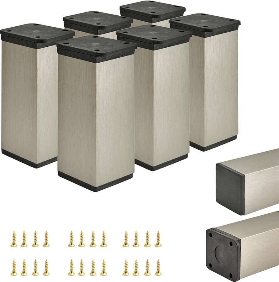 Elegante meubelpoten moderne stijl set van 4 geanodiseerd aluminium