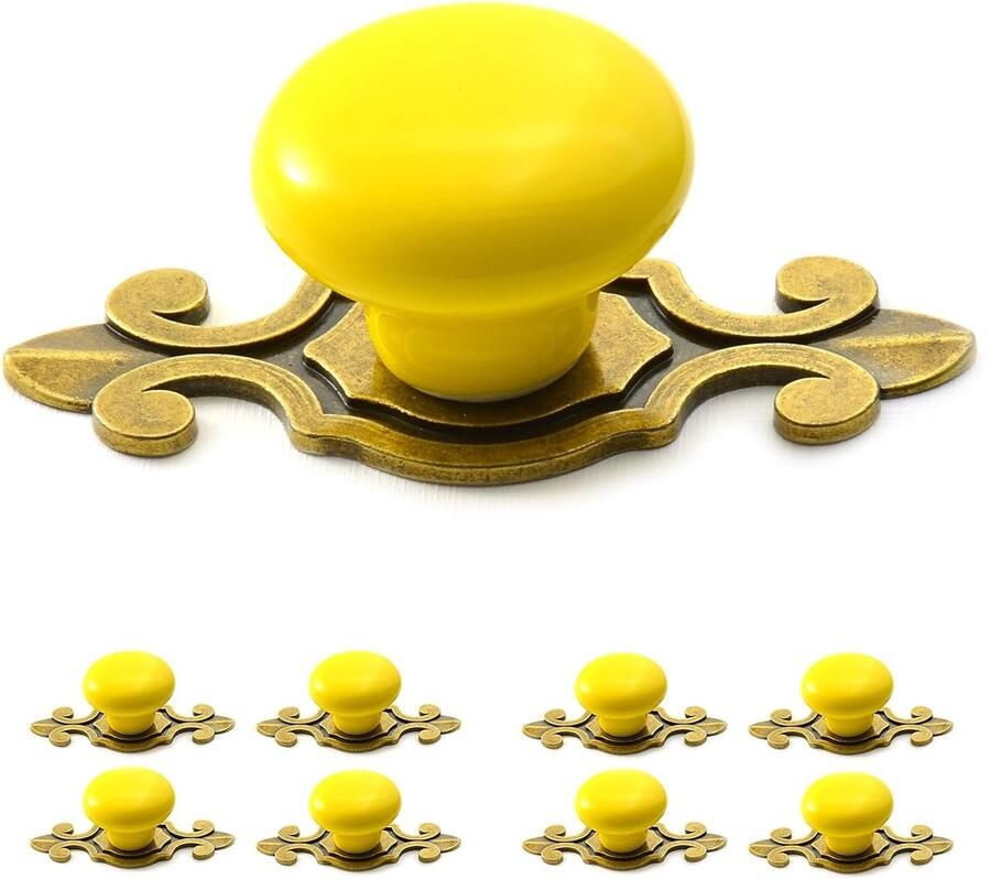 Elegante porseleinen meubelknoppen vintage look set van 8 keramiek diameter 32 mm