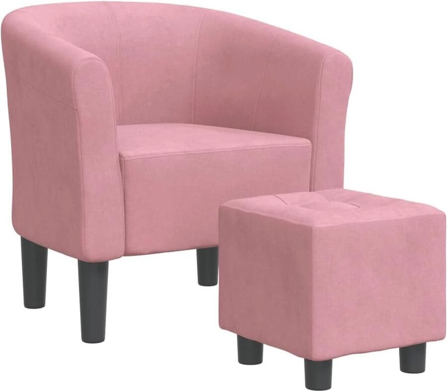 Elegante roze kuipstoel met voetenbank Comfortabele relaxstoel voor woonkamer en kantoor