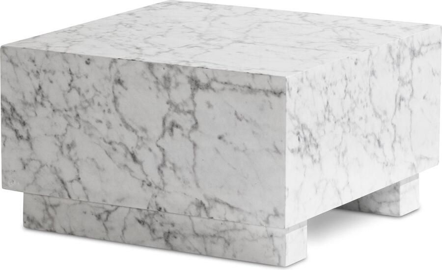 Rootz Living Rootz Elegante Salontafel Kubustafel Marmerlook Wit 60cm x 60cm x 35cm Opbergruimte met afstandsbediening Veelzijdig ontwerp Krasbescherming