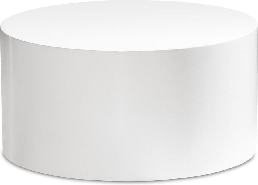 Rootz Living Rootz Elegante Salontafel Ronde Tafel Hoogglans Afwerking Wit Plank met afstandsbediening Gebruik in meerdere kamers Vloerbescherming 60cm x 60cm x 30cm