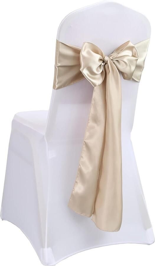 Elegante satijnen sjerp voor stoel decoratie Bruiloft Feest en Speciale Gelegenheden Donkere Champagne 50cm