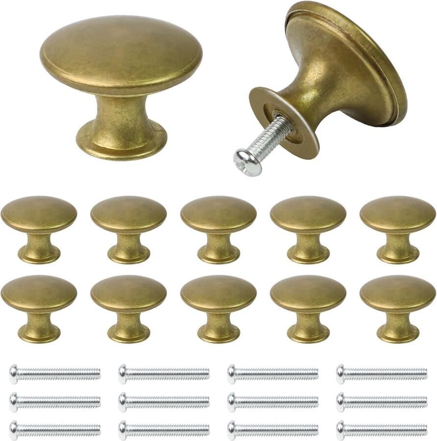 Ibenzoa Vintage Meubelknoppen Set van 12 Goudkleurig Retro Stijl Geschikt voor Meubels en Kastjes