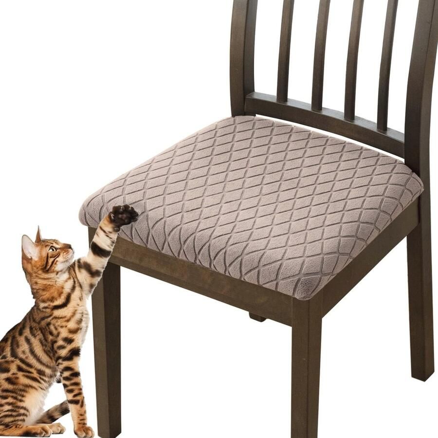 Elegante Stretch Stoelhoezen voor Eetkamerstoelen Set van 2 4 6 Bescherming tegen Vlekken en Krassen (Kaki)