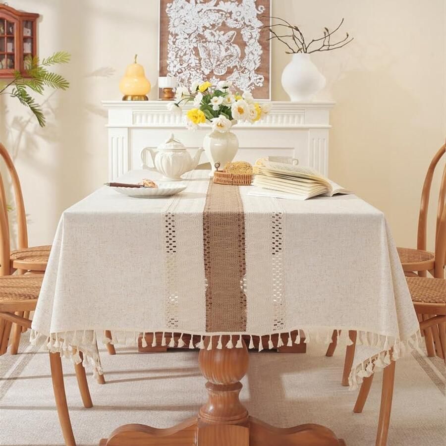 Elegante tafelkleed waterdicht en kreukvrij 1 stuk katoen en linnen maten
