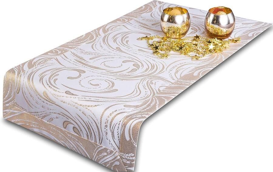 Elegante tafelloper Bescherming tegen vuil Stijlvol en praktisch 1 stuk Goud en zilver 100% polyester