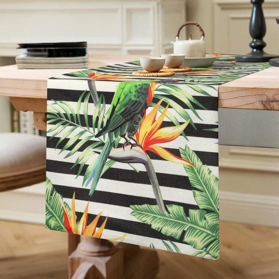 Elegante Tafelloper Bloemenmotief 1 stuk Katoen 40x140 cm