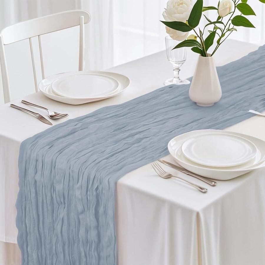 Elegante tafelloper rustiek ontwerp 1 stuk voile materiaal 90 cm x 400 cm