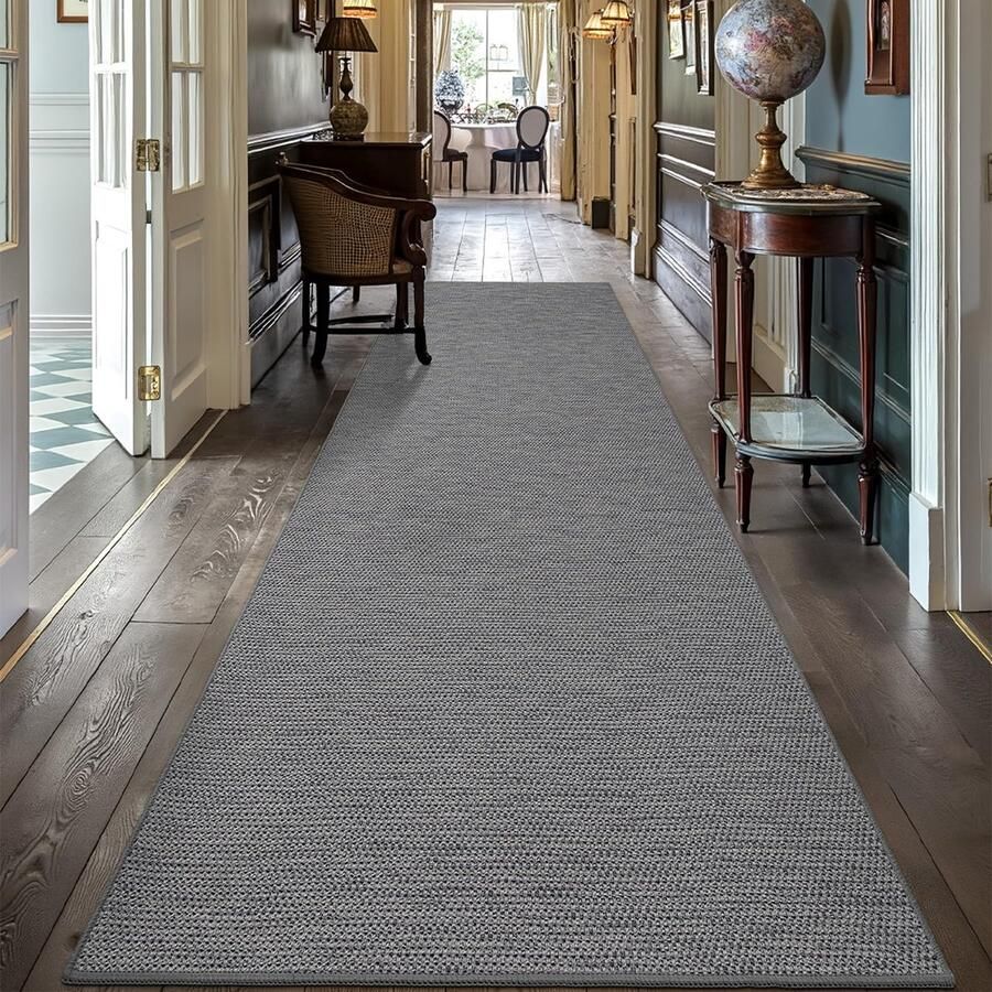 DEXI Carpet Runner wasbaar antislip keukenkleed absorberend tapijt voor de gang duurzaam en antistatisch keukenkleed voor entree keuken woonkamer 61x210cm grijs