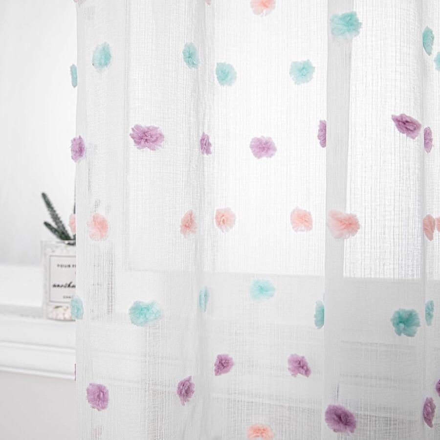 Elegante tule gordijnen veelzijdig en ademend set van 2 wit 175 x 140 cm