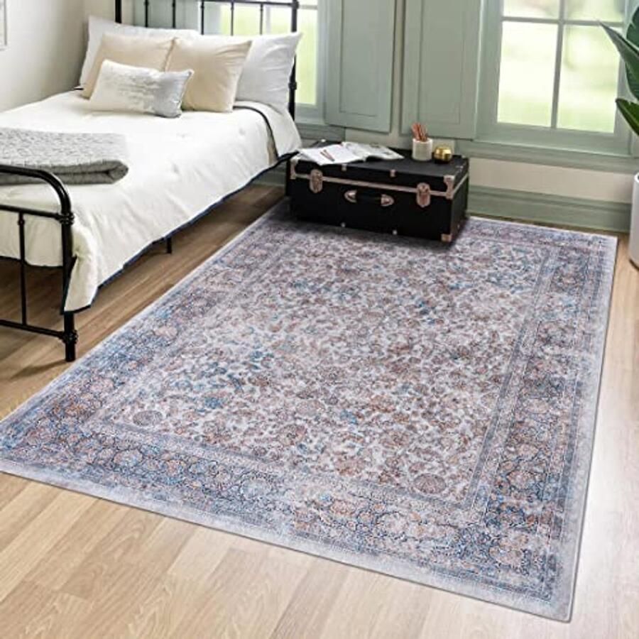 Elegante Vintage Tapijt Grafiet Rechthoekig 80 x 150 cm OEKO-TEX Gecertificeerd