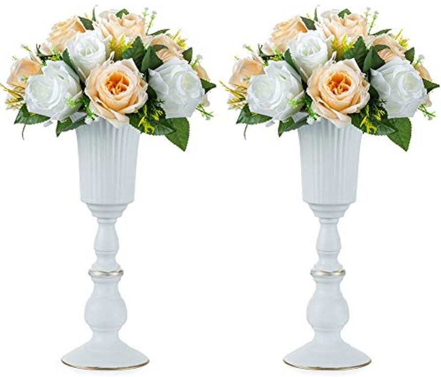Elegante Witte Bloemenvaas voor Tafel 32cm Hoog Perfect voor Bruiloften Feesten en Decoraties